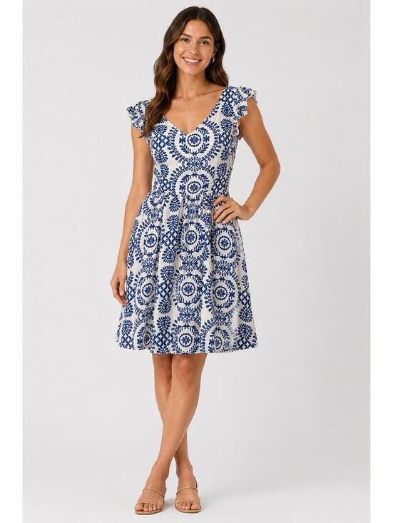 Cupshe Dresses & Skirts - NWT Cupshe White & Blue Floral Boho Mini Dress Women's Size M